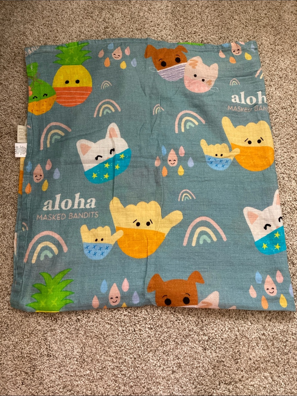 NWOT Aloha Hawaii Sunshine 100% Cotton Lightweight Swaddle Blanket